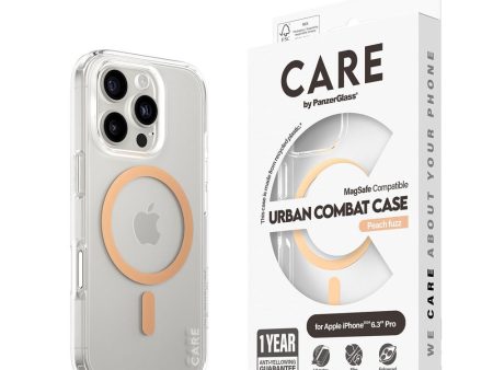 CARE by PanzerGlass iPhone 16 Pro FLAGSHIP Urban Combat Case - MagSafe Kompatibel - Transparent   Peach Fuzz Supply