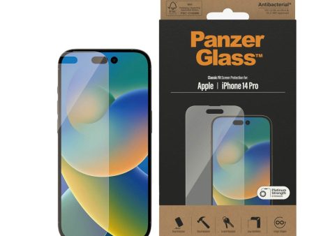 iPhone 14 Pro PanzerGlass AntiBacterial Classic Fit Skærmbeskyttelse - Platinum Strength - Gennemsigtig Online Sale