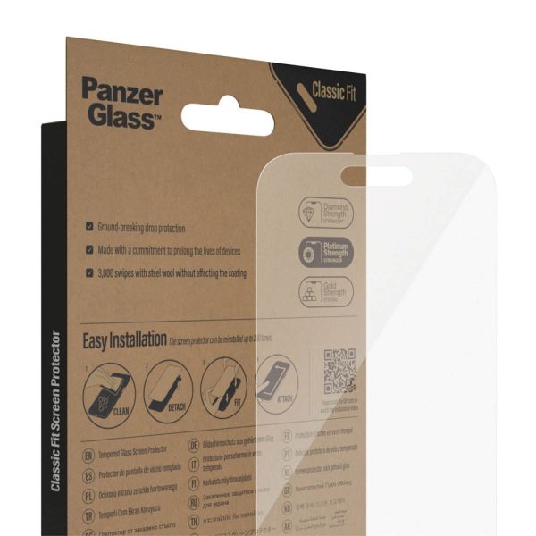 iPhone 14 Pro PanzerGlass AntiBacterial Classic Fit Skærmbeskyttelse - Platinum Strength - Gennemsigtig Online Sale