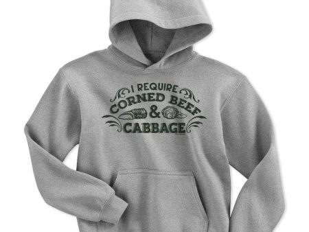 I Require Corned Beef and Cabbage Youth Hoodie on Sale