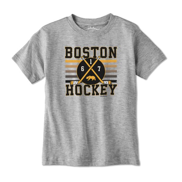 Boston Hockey Crossed Sticks Youth T-Shirt Online Sale