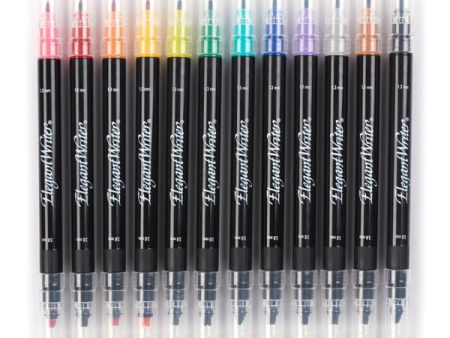 12 pc Marker Set Dual Tip - Speedball Elegant Writer Supply