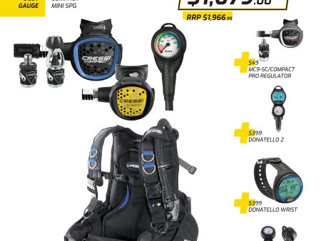 Cressi Aquaride BCD + MC9 Compact Regulator + Octopus + Mini Spg Set - Aquaride Package on Sale