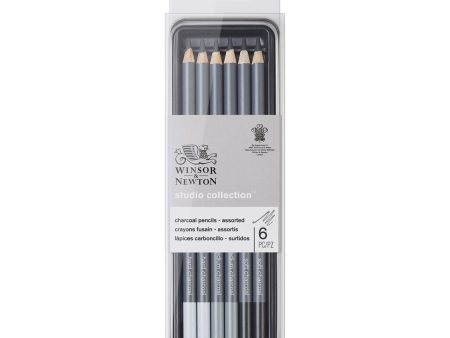 Winsor & Newton Charcoal Pencils x6 Assorted Supply