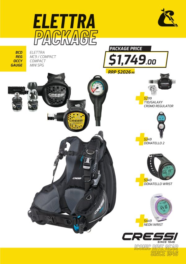 Cressi Elettra Ladies BCD + MC9 Compact Regulator + Octopus + Mini Spg Set - Elettra Package Fashion