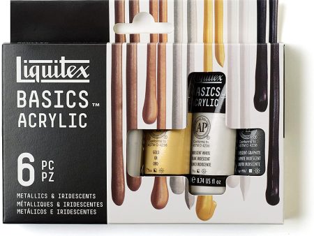 Liquitex Basics Acrylic: 6pc Metallics and Iridescents For Cheap