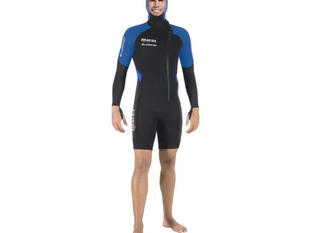 Mares 2nd Skin Shorty Wetsuit 1.5mm with Hood Black & Blue - Men For Cheap